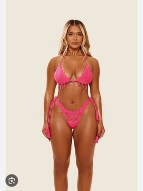 Mars The Label Hand Crotcheted Pink Bikini Size Small